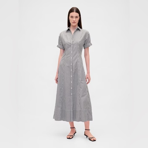 GAP Dresses & Skirts - NEW! GAP Stripe Poplin Roll-Cuff Midi Shirtdress - Large / Small Tall / XXL 🕹️